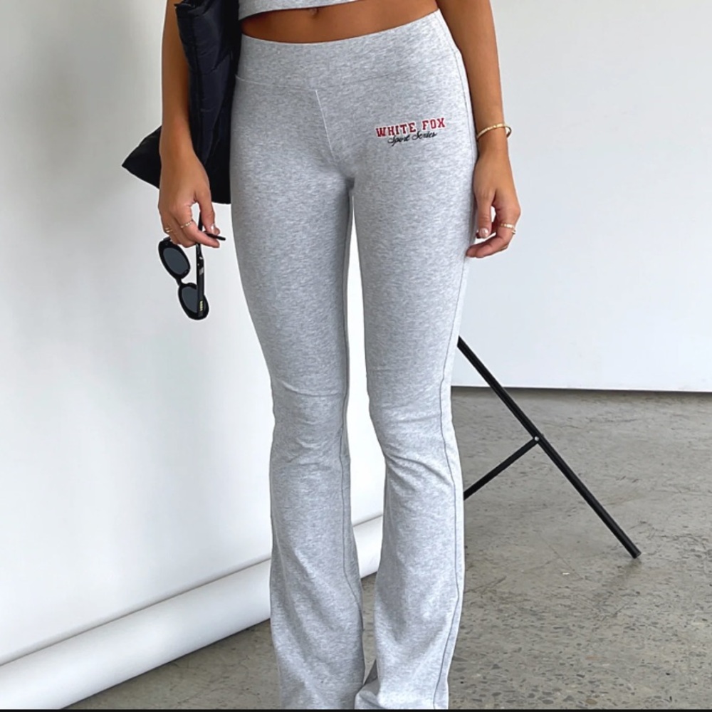 White Fox Boutique A Power Move Flare Pants Grey Marle size L